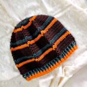 Crochet Hat PATTERN, Fall Notes Beanie Hat, All sizes from Infant to Child to adult, Digital download image 3