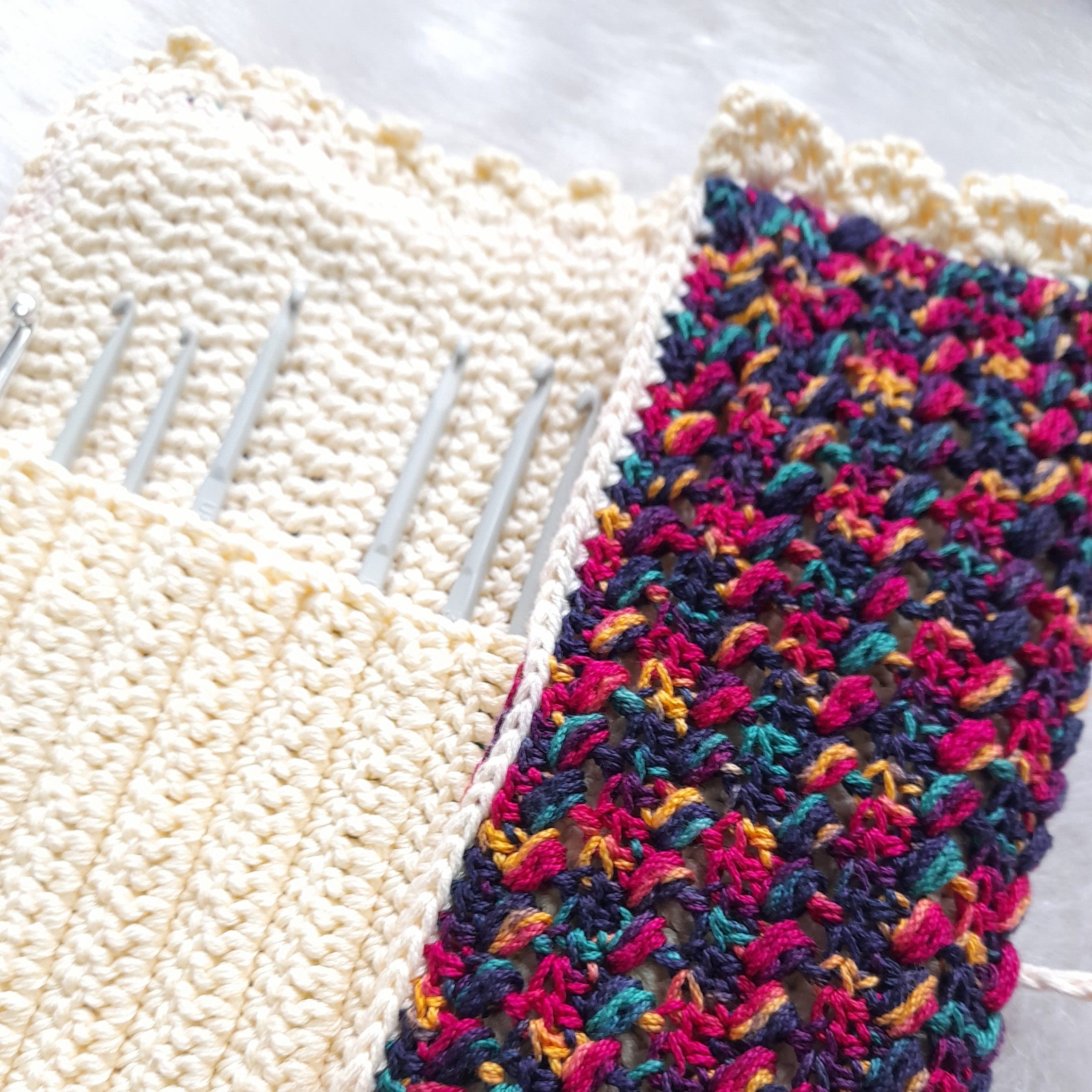 Crochet Hook Case Floral Garden Teal 
