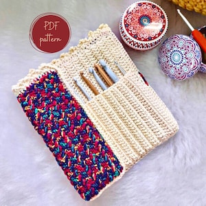 Crochet Hooks Case Pattern PDF, Boho classic Hooks Holder