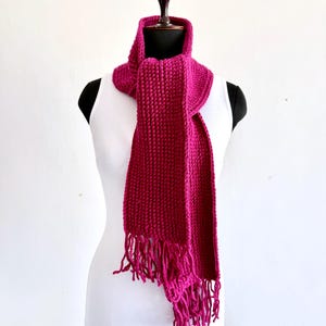 Crochet Scarf Pattern, Long Crochet Scarf With Fringe, Unisex Neck Warmer, Reversible Scarf In New Knot Stitch, In 3 Sizes, Instant Download