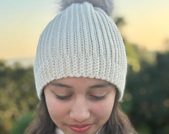 Easy Crochet Beanie Pattern | Snowridge Ribbed Hat, 9 sizes (Instant Download)