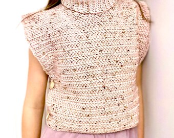 Crochet Vest Pattern PDF | High Neck Sleeveless Sweater, XS-5XL (Instant Download)