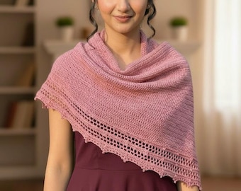 Crochet Rectangle Shawl Pattern | Misty Rose Wrap (PDF Pattern)
