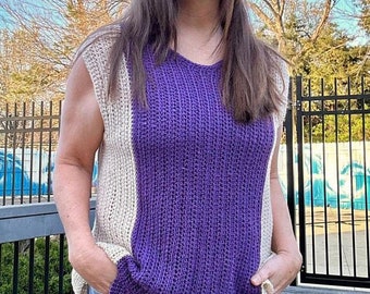 Crochet PATTERN, Vest sweater, Sleeveless sweater, Women sizes from XS - 5XL, Digital Download