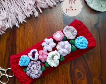 Crochet PATTERN | Trellis Garden Crochet Headband Pattern + Flower, Head wrap pattern (8 sizes | Baby - Adult) - PDF Download