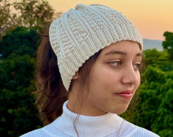 Laney Ponytail Hat Crochet Pattern, Messy Bun Beanie, In 8 sizes (PDF Pattern)