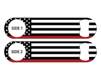 Firefighter Flag Bar Blade: Thin Red Line Bartender Bottle Opener