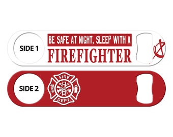 Custom Firefighter Bartender Bottle Opener: Funny Bar Blade Gift
