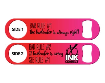 Personalized Bartender Bottle Opener: Funny Bar Rules, Custom Bar Blade