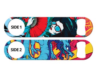 Geisha Dragon Bartender Bottle Opener: Custom Bar Blade