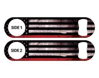 Firefighter Flag Bar Blade Bottle Opener: Thin Red Line, Custom Mamba