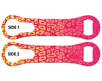 Personalized Cheetah Print V-Rod Bottle Opener: Bartender Tool