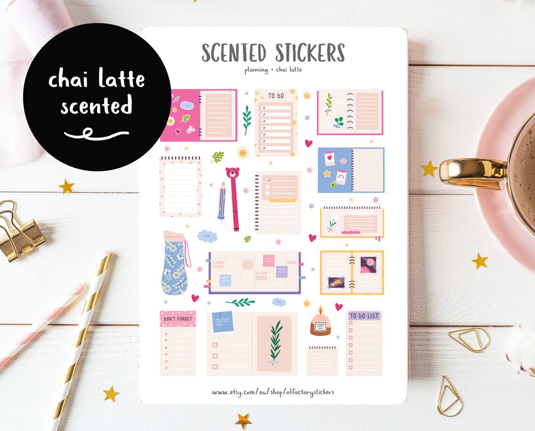Journal Stickers, Cute Planner Stickers, Chai Latte Scented Stickers ...