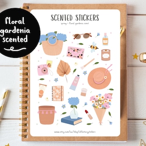 Autocollants de printemps, autocollants Scandi mignons, autocollants floraux parfumés, autocollants Kiss Cut pour les planificateurs, les journaux et le scrapbooking