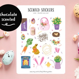 Easter Stickers, Chocolate Scented Stickers, Fragrant Stickers, Easter Cute Hygge Stickers for Planner, Bullet Journal, Scrapbooking