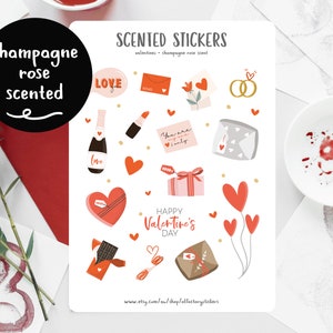 Autocollants de planificateur de la Saint-Valentin, autocollants parfumés, autocollants parfumés, autocollants Love Romance pour planificateur, Bullet Journal, Scrapbooking