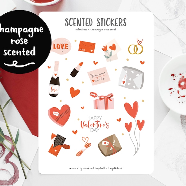 Valentine's Day Planner Stickers, Scented Stickers, Fragrant Stickers, Love Romance Stickers for Planner, Bullet Journal, Scrapbooking