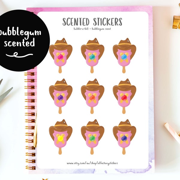 Bubble-o-Bill Stickers, Cute Scented Stickers, Ice Cream Stickers, Kiss Cut Stickers for Planners, Bullet Journals and Scrapbooking