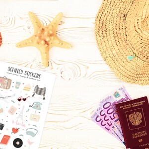 Europeiska semesterklistermärken: Planer stickers med doft av champagne och jordgubb bild 4