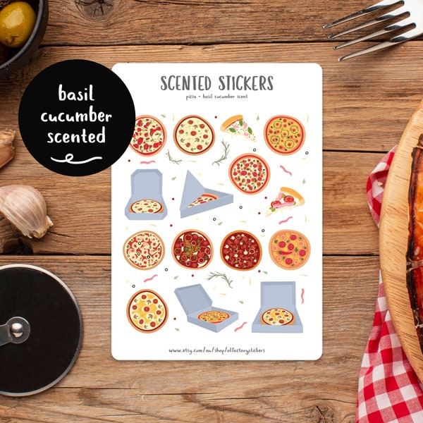 Pizza Stickers, Food Stickers, Junk Food Stickers, Scratch n Sniff Stickers for Planners, Bullet Journals and Scrapbooking