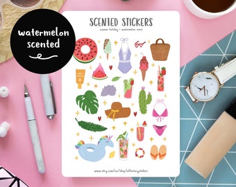 Watermelon Scented Planner Stickers: Summer Holiday Scrapbooking