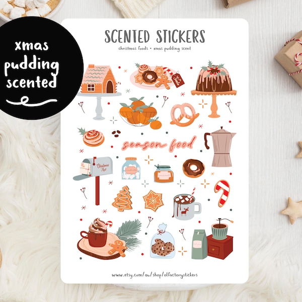 Christmas Stickers, Festive Stickers, Xmas Food Stickers, Holiday Stickers, Kiss Cut Stickers for planners, Bullet Journals and Scrapbooking