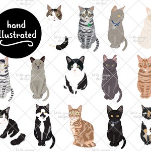 Cats PNG Clipart, Cat Clipart, Animal Clipart, Pets Clipart, PNG for Cardmaking, Journals and Scrapbooking