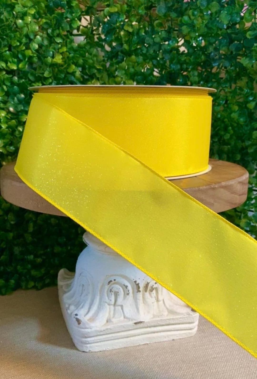 Yellow Shimmer Ribbons 9 Meter Wire Edged Ribbon Iridescent Yellow 2.5 Wide, Perfect Spring ...
