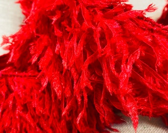 Furry Fluffy Red Wire Edged Ribbon 2.5”  Wide, Christmas Wreath, Christmas Tree Ribbon, Red Fluffy Ribbon, Bow Ribbon, Wired Ribbon