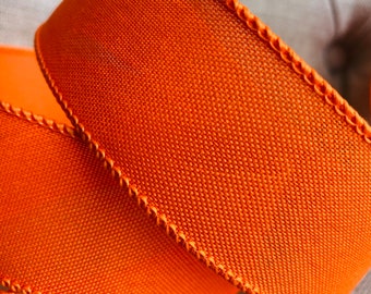 9 Meter Bright Orange Wire Edged Ribbon 1.5” Wide, Wreath Ribbon, Wired Ribbon, Halloween Ribbon, Orange Ribbon