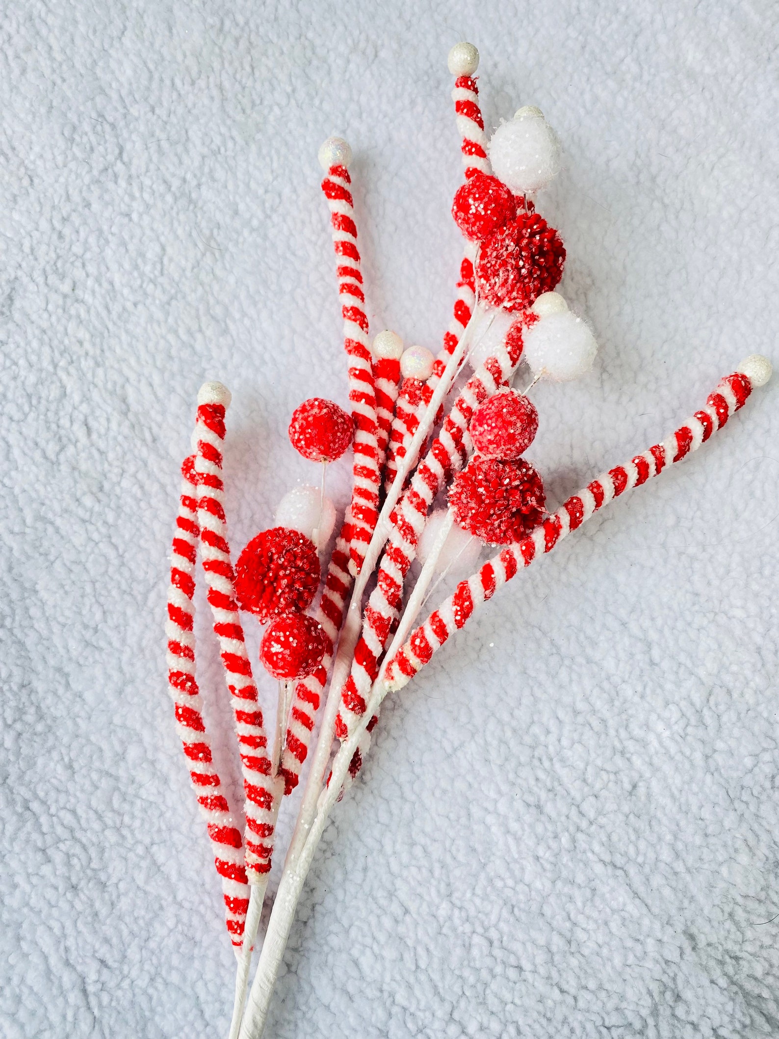 Candy Cane Wired Picks Sprays Christmas Decoration 71cm Red Etsy