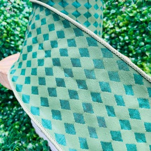Green Harlequin Wired Ribbon: 4&quot; Wide, 9 Meter Roll