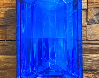 Sapphire Blue Jewel Ornament: Emerald Cut Acrylic Gem, 9 inch