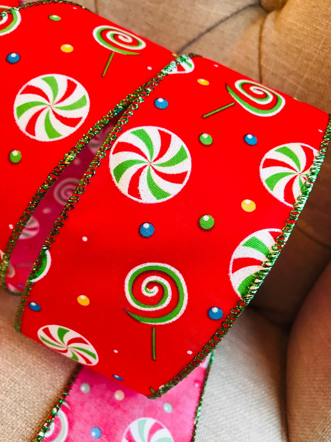 Pepper Ribbons 9 Meter Wire Edged Ribbon Bright Red Swirl Peppermints Candy - Etsy