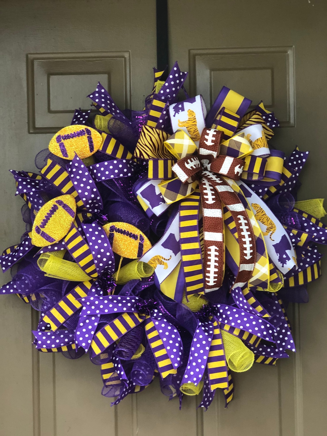 LSU Deco Mesh Wreath LSU Wreath Lsu Decor LSU Door Wreath Etsy