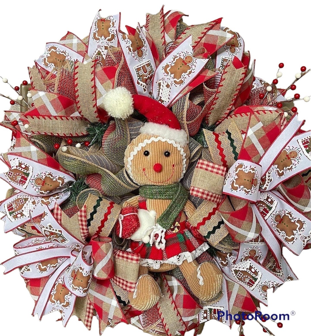 Christmas Wreath Gingerbread Man Front Door Christmas Ginger - Etsy