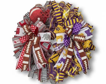House Divided Football Wreath | Tigers Crimson Tide Door Decor