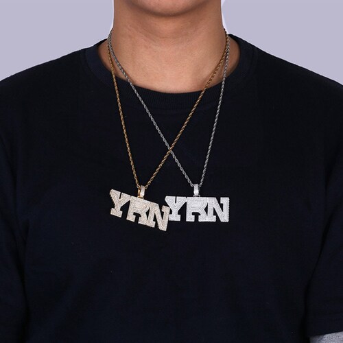 Iced Out Bling YRN Letters Pendant Necklace With Tennis Chain Men Gold shops Silver Color Necklace Hip Hop Fashion Jewelry