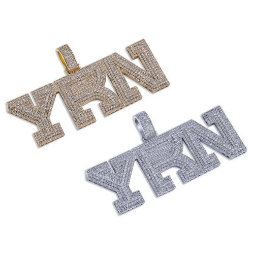 Iced Out Bling YRN Letters Pendant Necklace With Tennis Chain Men Gold shops Silver Color Necklace Hip Hop Fashion Jewelry