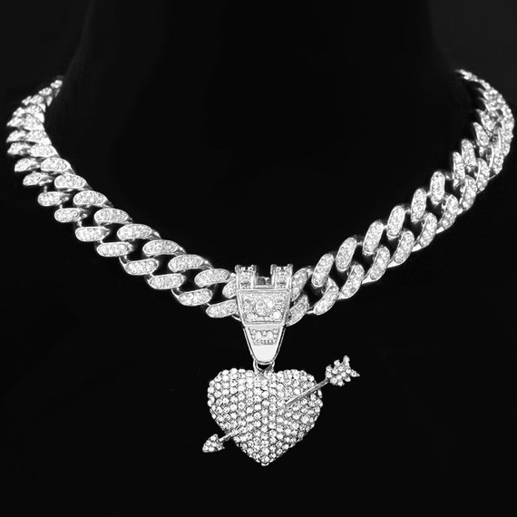Iced out heart online necklace