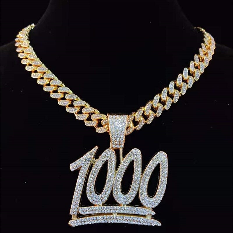 Men Hip Hop 1000 Number Pendant Necklace With 13mm Miami Cuban - Etsy