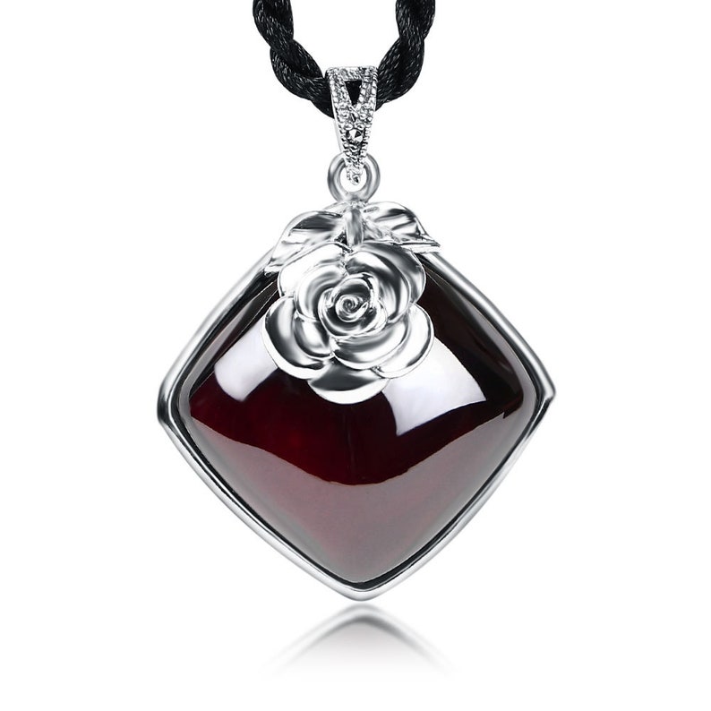 100/% 925 Sterling Silver Necklace Pendant For Women Retro Natural Precious Stones Vintage Thai Silver Pendant Jewelry