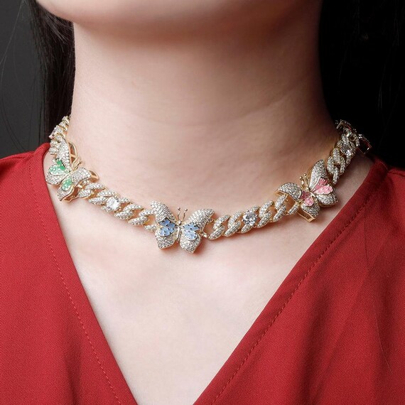 Cuban 2024 butterfly necklace