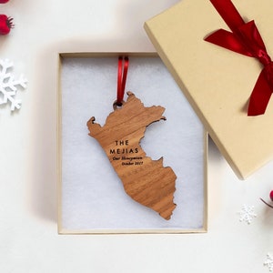 Peru Map Christmas Ornament | Machu Picchu Travel Country Shaped Map Ornament