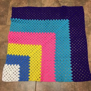 Cute and colorful granny square blanket