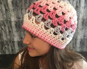 Gorro de abuela cuadrado tejido a crochet.