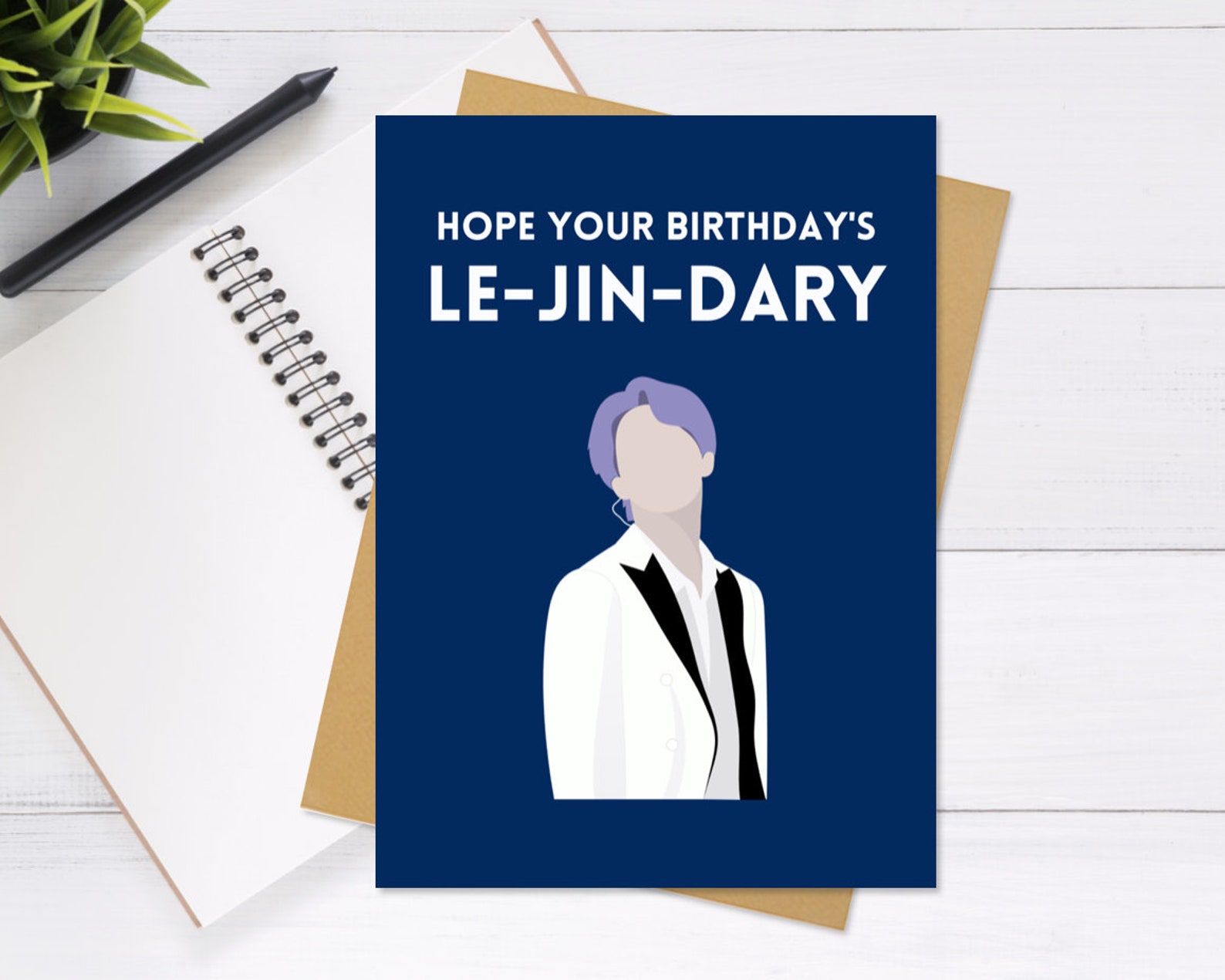 BTS Jin Birthday Card Cute & Unique Greeting Card Birthday Etsy
