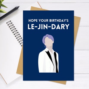 Cartão de aniversário BTS Jin - cartão de felicitações fofo e exclusivo, cartão de aniversário, cartão BTS, cartão Punny