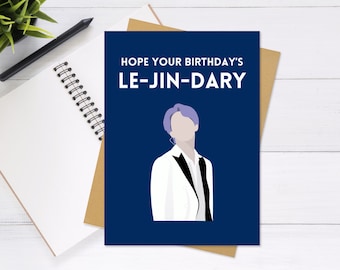 Cartão de aniversário BTS Jin - cartão de felicitações fofo e exclusivo, cartão de aniversário, cartão BTS, cartão Punny