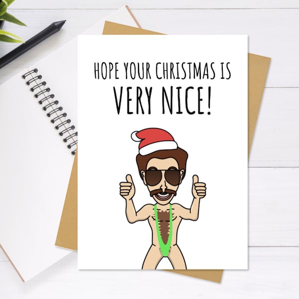 Borat Very Nice Christmas Card - Cute & Unique Greeting Card, Holiday Card, Punny Card, Funny Card